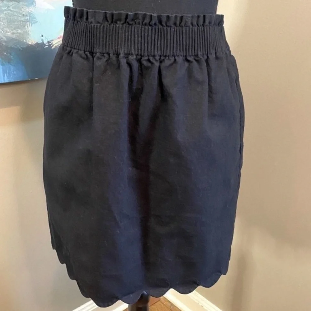 J Crew Black Scalloped City Mini Skirt